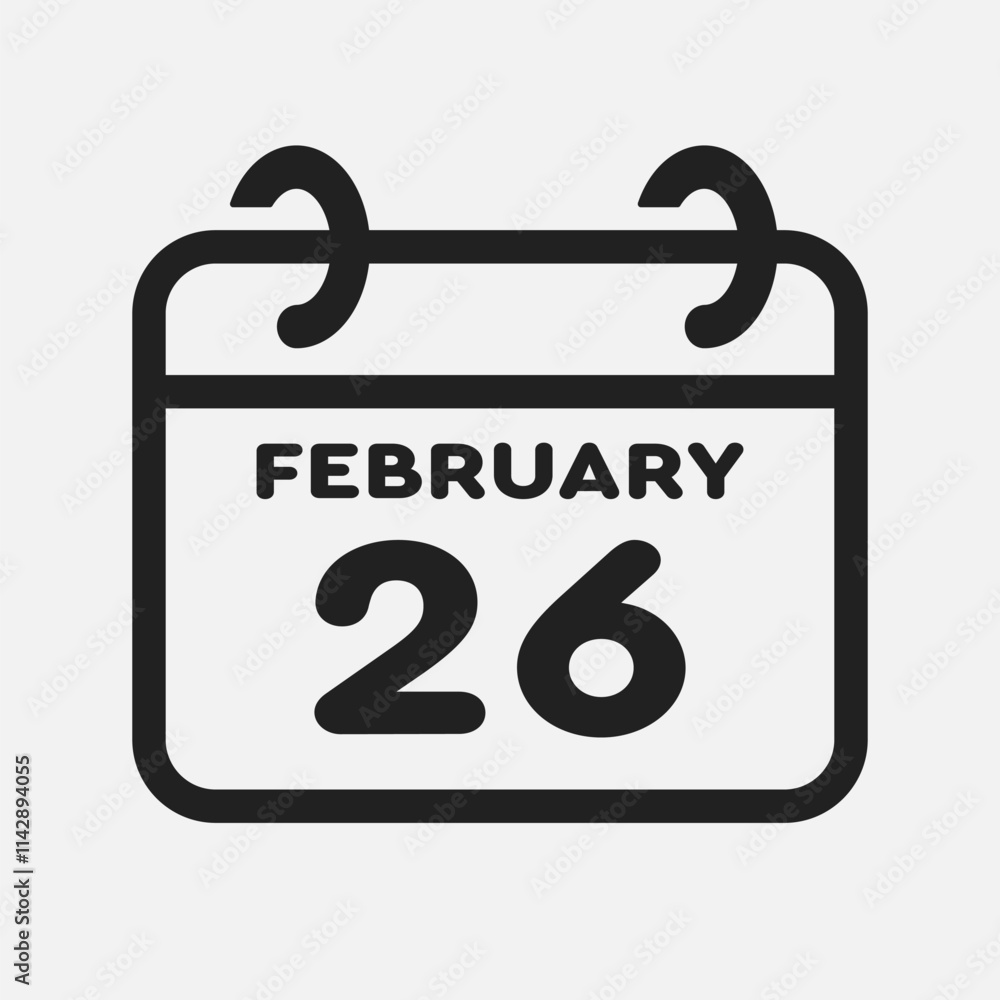 Icon page calendar day - 26 February Icon page calendar day - 26 February