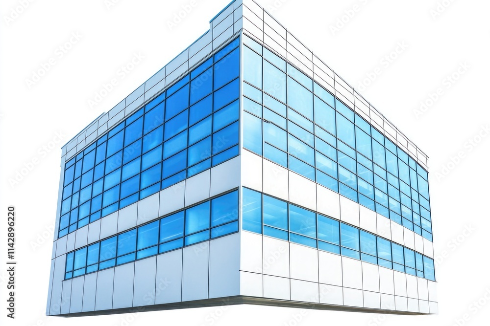 A large building with many windows on a white background, suitable for use in an architectural or business setting A large building with many windows on a white background, suitable for use in an architectural or business setting