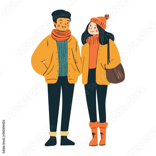Cute Couple with Minimalist Style Vector Illustration | Simple and Elegant Fashion Artwork for Logos & Digital Designs  
