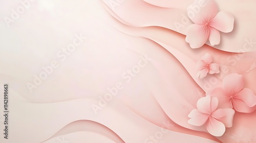 Delicate Pink Flowers on a Soft Wavy Background
