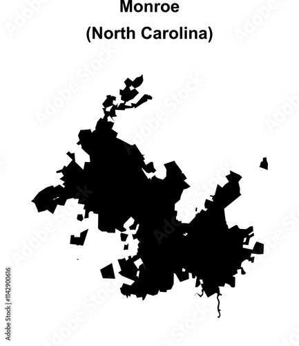 Monroe (North Carolina) blank outline map