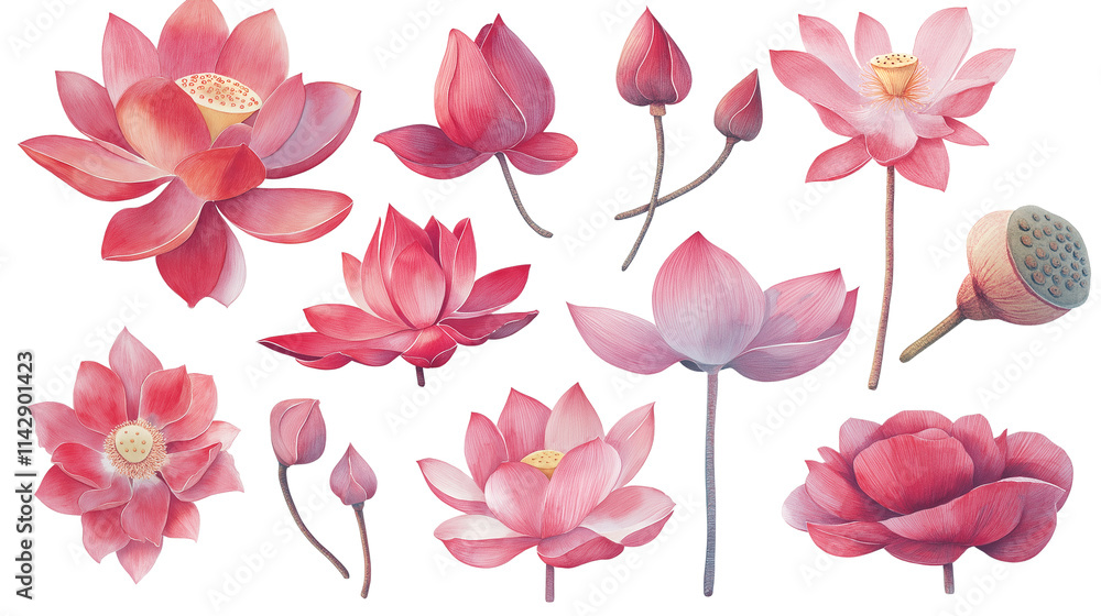 Lotus Lily Lotus isolated on a white background Lotus Lily Lotus isolated on a white background