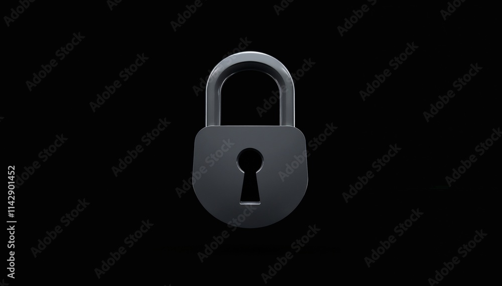 Geometric illustration of a padlock, secure and modern design, on a black background Geometric illustration of a padlock, secure and modern design, on a black background