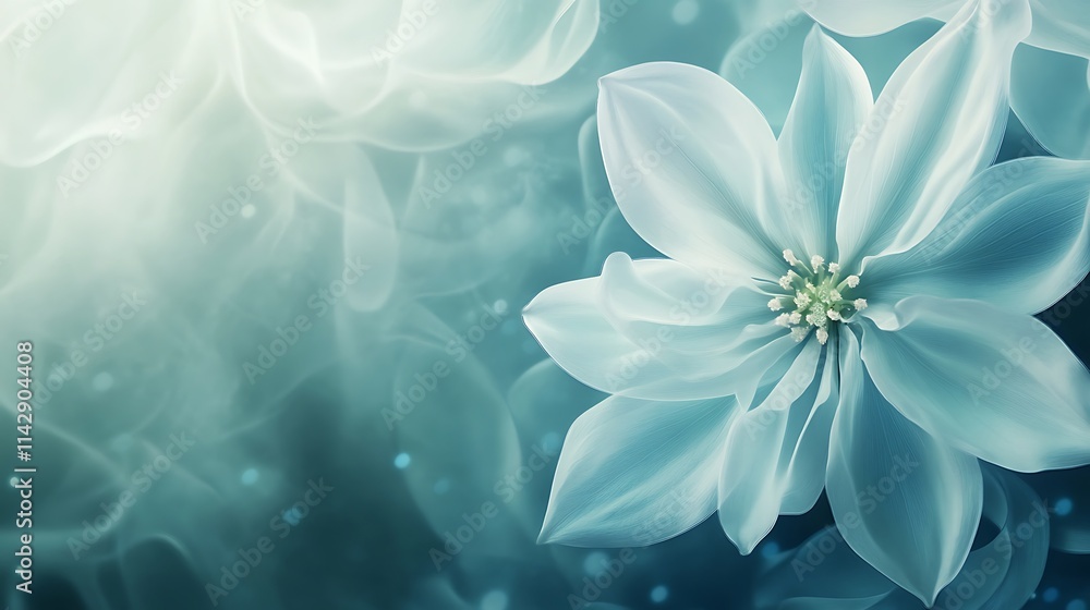 Serene Aqua Flower Blossom Softly Illuminated Serene Aqua Flower Blossom Softly Illuminated