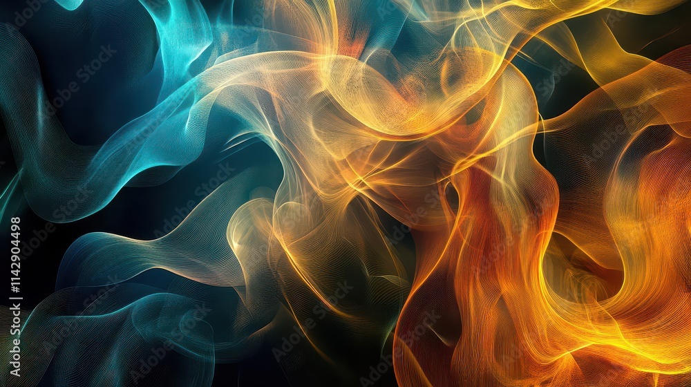 Fototapeta premium panoramic header featuring abstract organic lines, creating a dynamic, flowing wallpaper effect, emphasizing movement and creativity