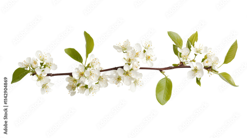 Fototapeta premium Blossoming tree branch, transparent background
