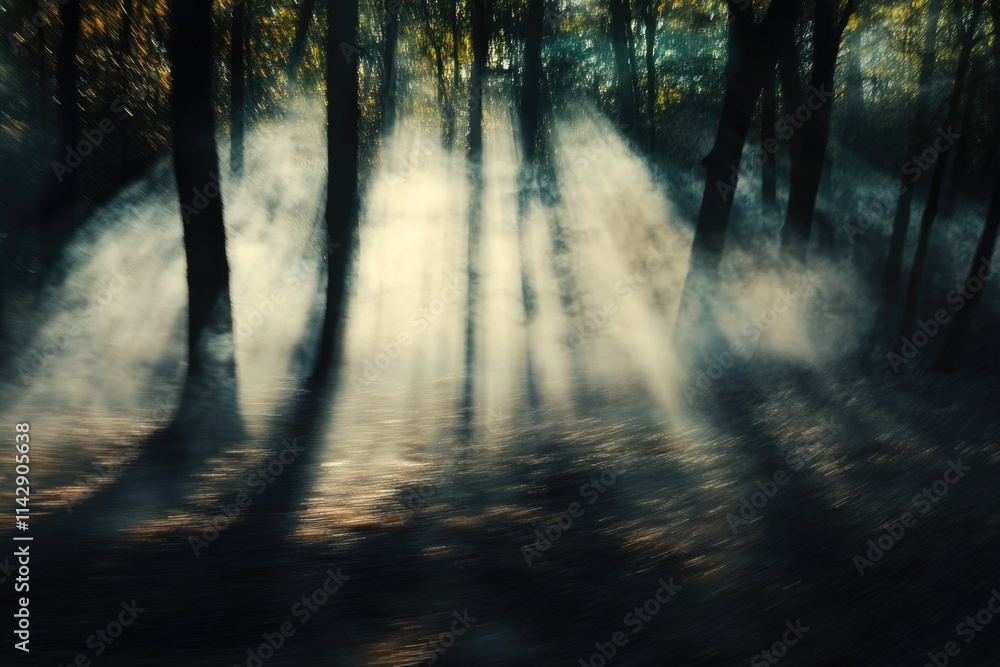 A sunny day in a forest with dappled sunlight, highlighting the tree trunks and leaves A sunny day in a forest with dappled sunlight, highlighting the tree trunks and leaves