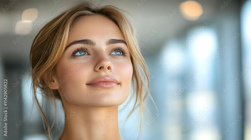 Manager Practicing Deep Breathing in Office for Stress Relief and Focus with Clear Space for Advertising Manager Practicing Deep Breathing in Office for Stress Relief and Focus with Clear Space for Advertising