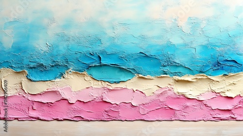 Textured Abstract Painting of Sky Beach and Sand