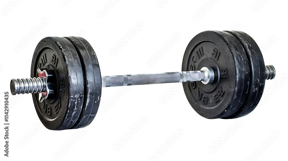 Fototapeta premium Black isolated barbell on transparent background. PNG