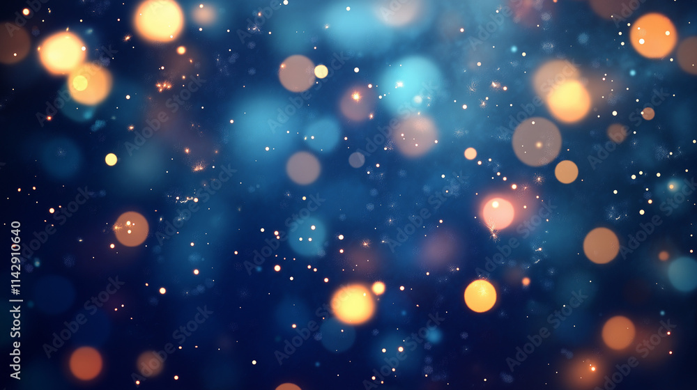 Abstract blurred bokeh soft lights on dark blue and background - festive Christmas and new year holiday template with glittering defocused stars and sparkling effects Abstract blurred bokeh soft lights on dark blue and background - festive Christmas and new year holiday template with glittering defocused stars and sparkling effects