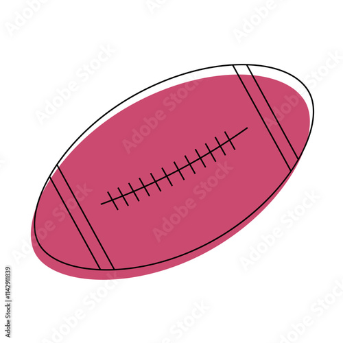 Pink Football Drawing on White Background