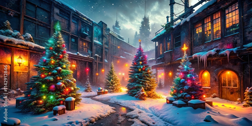 Obraz premium Snowy Urban Christmas Wonderland: Festive City Exploration Photography