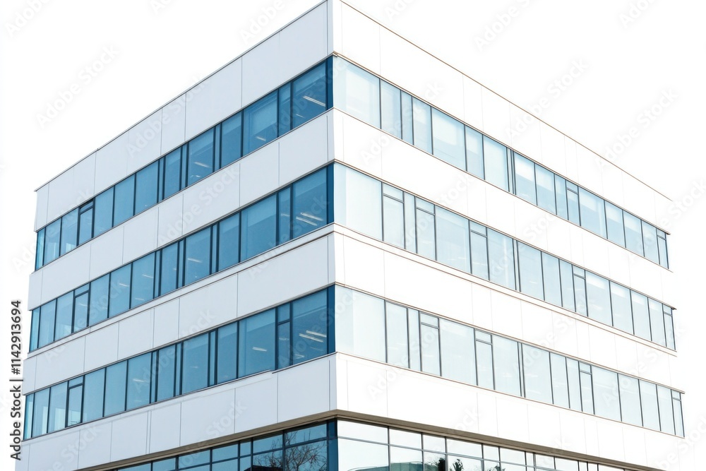 A large modern building with numerous windows, suitable for use in architectural or business settings A large modern building with numerous windows, suitable for use in architectural or business settings