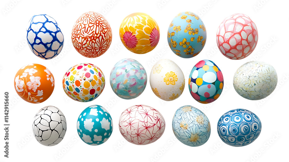 Easter eggs in a row on transparent background. Easter eggs in a row on transparent background.
