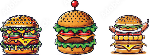 Hamburger vector art illustration. hamburger vector icon.
