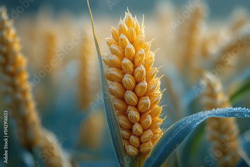 A single stalk of wheat photographed in a natural environment photo