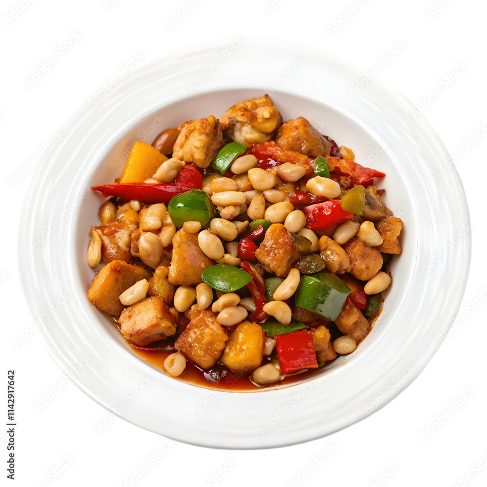 homemade kung pao chicken on transparent background homemade kung pao chicken on transparent background