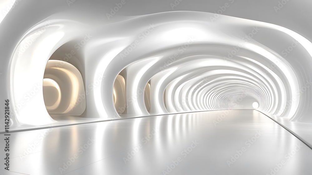 Obraz premium White Architectural Corridor Design With Smooth Curves