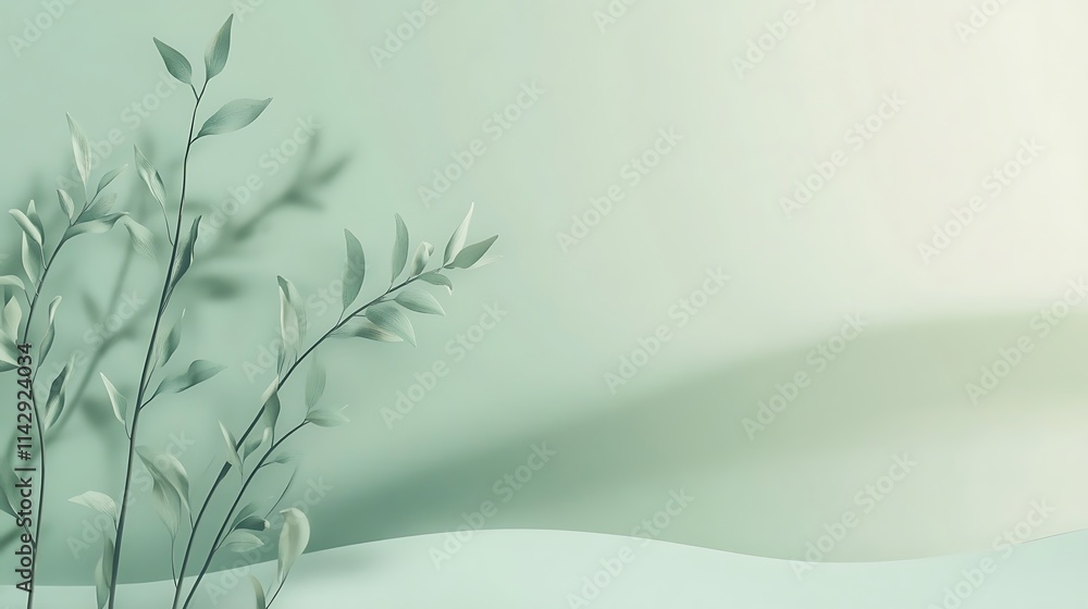 Serene Green Branches and Leaves Minimalist Design Serene Green Branches and Leaves Minimalist Design