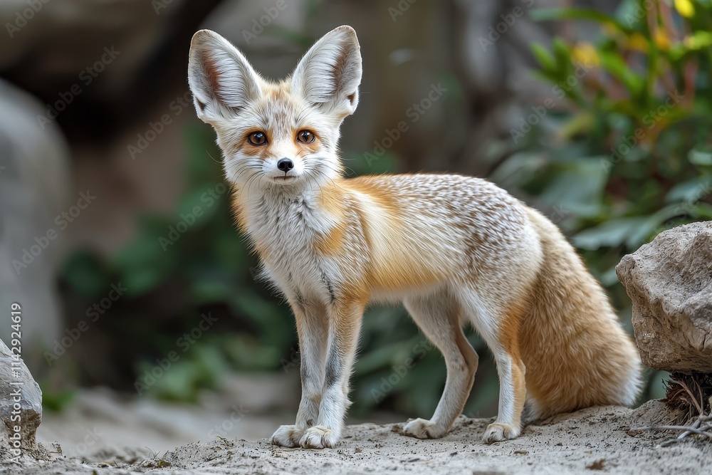 Obraz premium Alert Cute Fox with Large Ears in Desert Setting