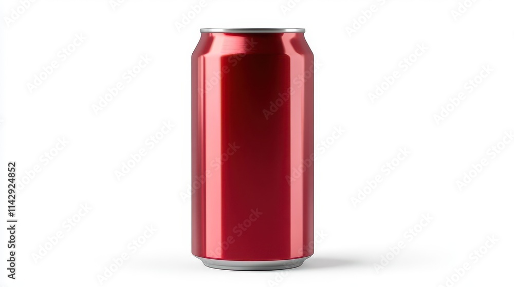 sleek red aluminum soda can, isolated on a white background, with crisp details and polished finish, epitomizing modern beverage packaging design sleek red aluminum soda can, isolated on a white background, with crisp details and polished finish, epitomizing modern beverage packaging design