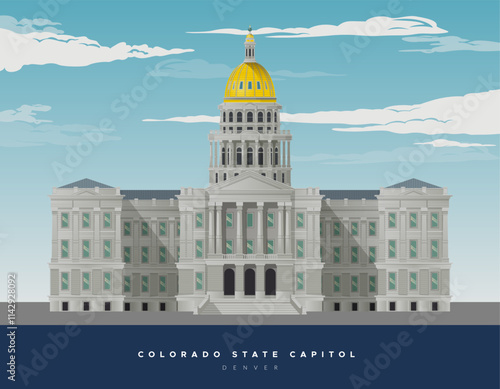 Colorado State Capitol Building  - Devner, USA - Stock Illustration