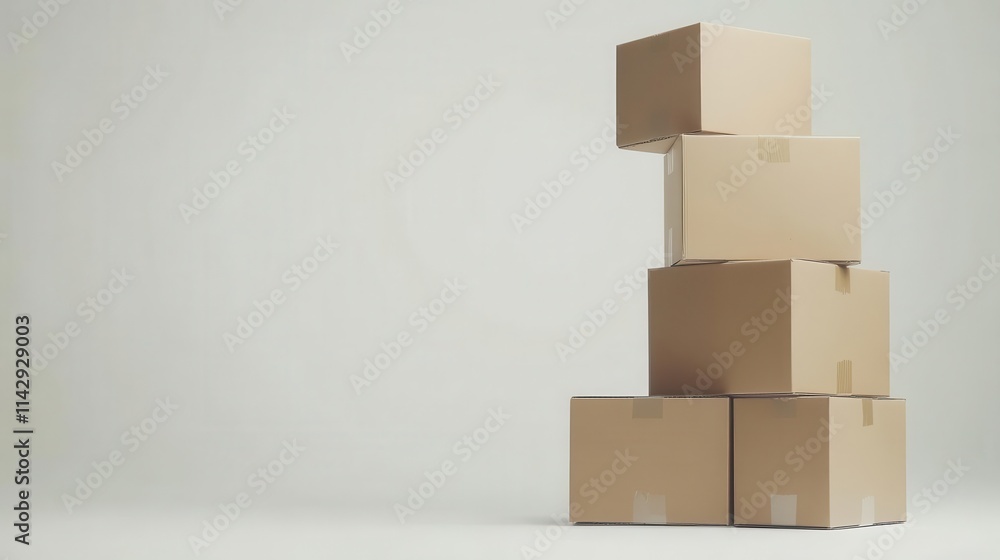 stacked cardboard boxes creating a neat mockup, isolated against a pure white background, ready for creativity stacked cardboard boxes creating a neat mockup, isolated against a pure white background, ready for creativity