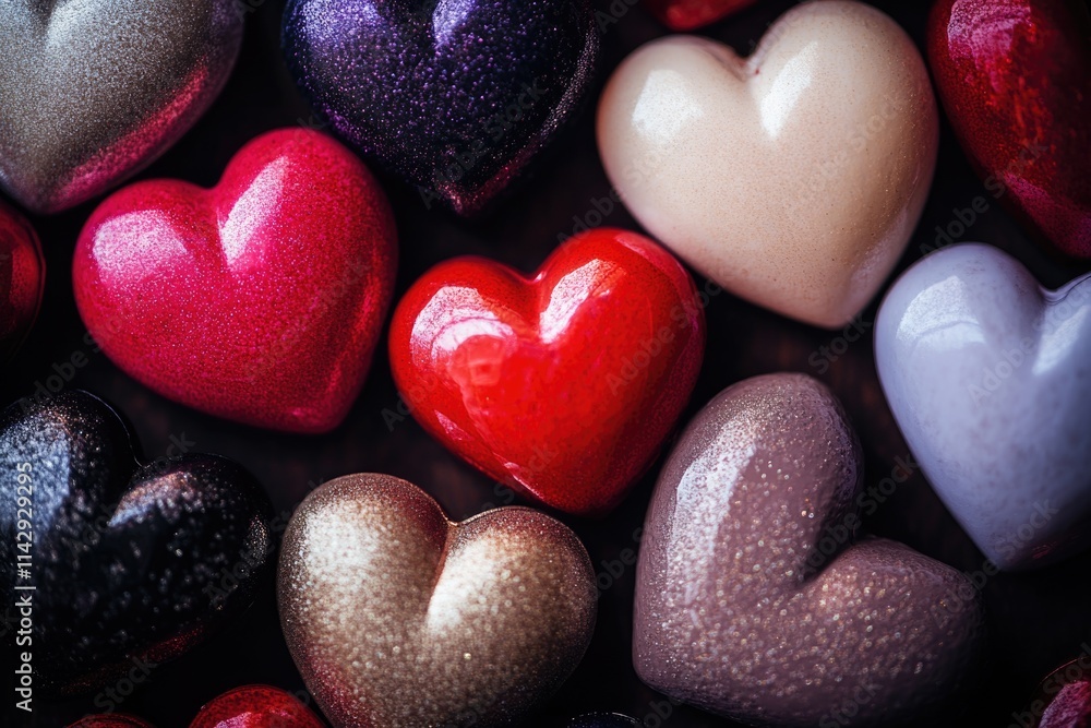 Obraz premium A close-up shot of variously colored hearts