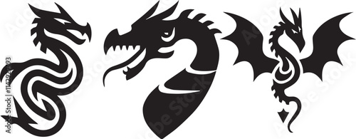 A set of Dragon logo vector illustration