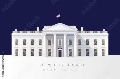 Neoclassical Style - The White House - Washington  D.C. - Stock Illustration