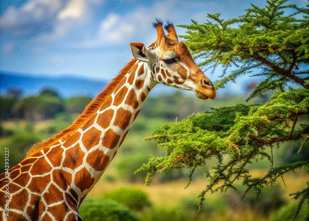 Obraz premium Stunning Candid Photos of Reticulated Giraffe in the Wild: African Safari Wildlife Photography