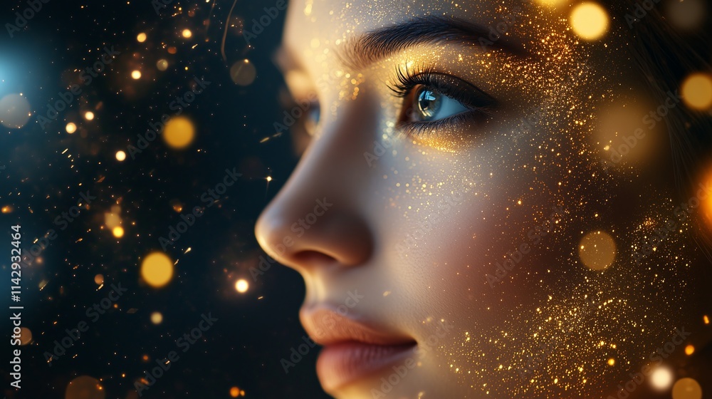 Fashion portrait of beautiful woman with golden make-up Fashion portrait of beautiful woman with golden make-up