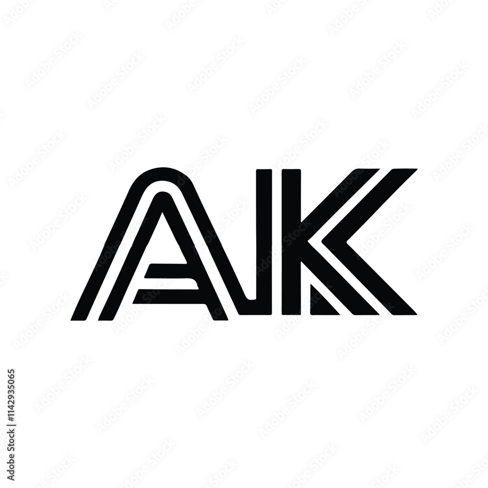 Geometric AK letter logo design Geometric AK letter logo design