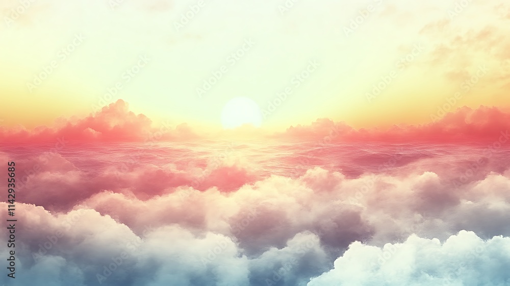 Serene Sunset Above A Sea Of Cloudscape Serene Sunset Above A Sea Of Cloudscape