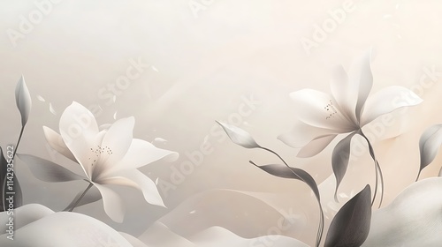 Elegant White Lilies and Abstract Beige Background