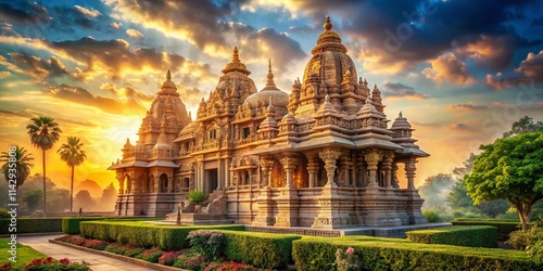 Obraz na płótnie Stunning Indian Temple Architecture: Ancient Wonders, Spiritual Beauty, Sacred Sites, Religious Structures, Pilgrimage Destinations, Hindu Temples, Indian Heritage, Architectural Photography w salonie
