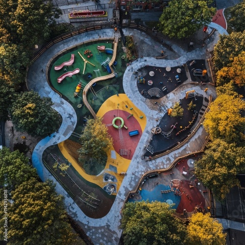 Looking down at the playground