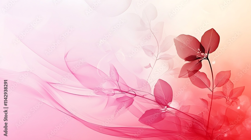 Fototapeta premium Delicate Pink And Red Floral Abstract Artwork