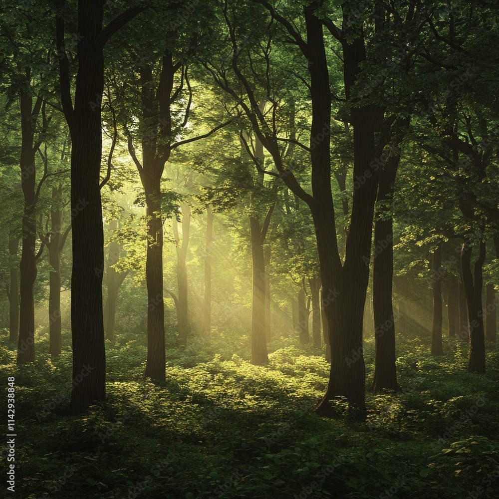 Naklejka premium Lush emerald forest