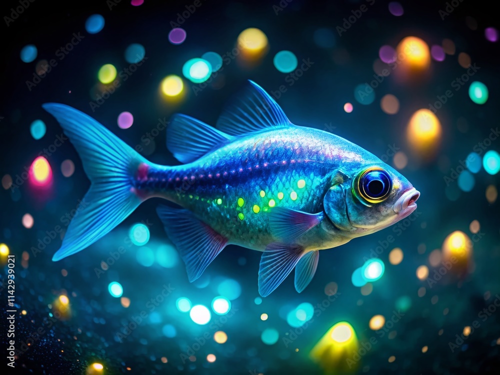 Stunning Night Photography: Morena Fish Underwater Scene, Deep Ocean, Bioluminescent, Dark Water, Night Dive, Aquatic Life, Underwater World, Fish Photography Stunning Night Photography: Morena Fish Underwater Scene, Deep Ocean, Bioluminescent, Dark Water, Night Dive, Aquatic Life, Underwater World, Fish Photography