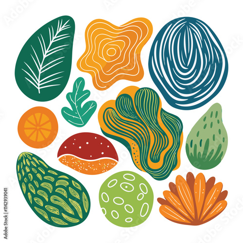 Various type of vector healthy natural fruit food composition illustration