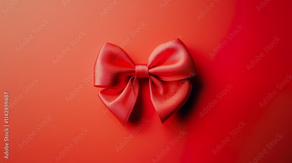 Deep Red Ribbon Bow With Flowing Tails On Moody Dark Red Backdrop Deep Red Ribbon Bow With Flowing Tails On Moody Dark Red Backdrop
