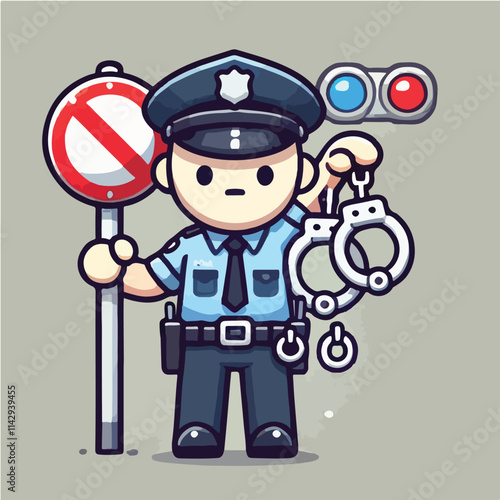 very cute police character vector