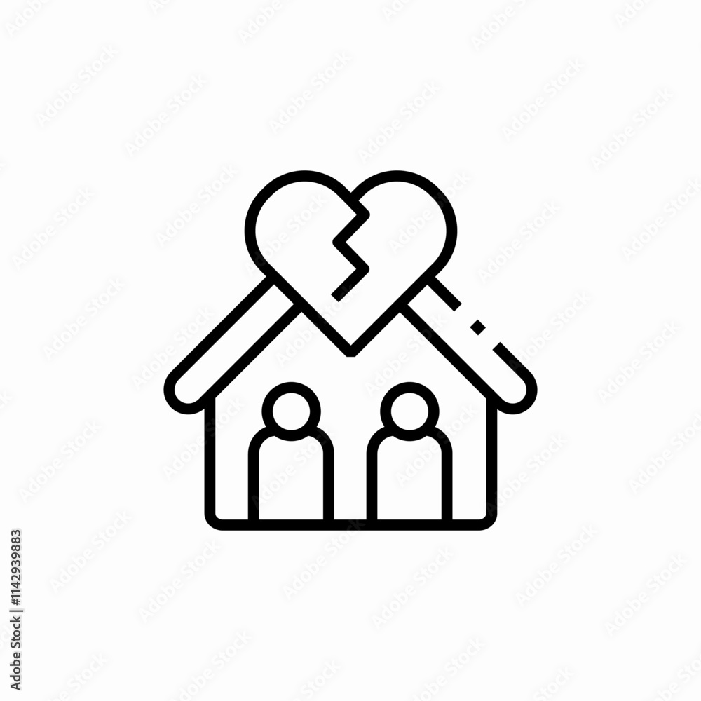 argument couple home broken heart icon sign vector argument couple home broken heart icon sign vector