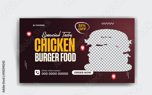 Food You Tube Thumbnail banner design template
