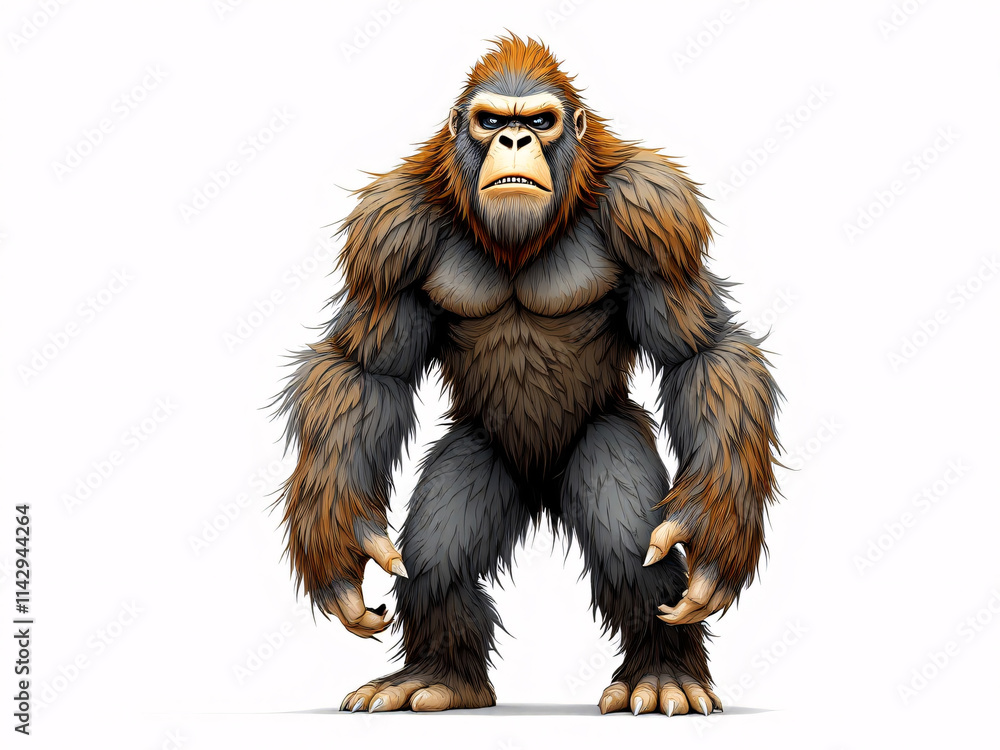 Cartoon illustration of an angry Bigfoot Cartoon illustration of an angry Bigfoot