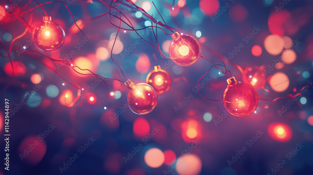 Beautiful Christmas Background with Garland. Illustration AI Generative. Beautiful Christmas Background with Garland. Illustration AI Generative.