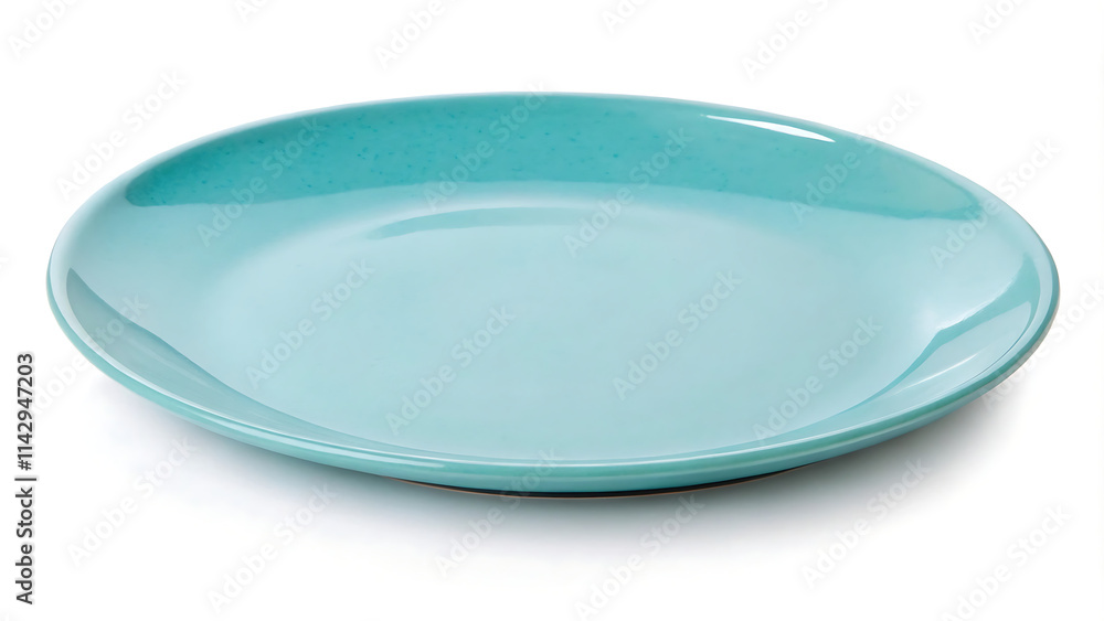 Aquamarine Round Plate on a White Background Aquamarine Round Plate on a White Background