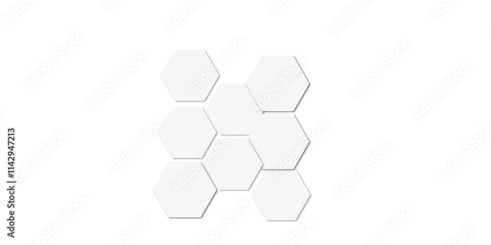 Geometric technology white hexagon background. Abstract vector illustration Science technology and medical concept hexagon on transparent background Geometric technology white hexagon background. Abstract vector illustration Science technology and medical concept hexagon on transparent background